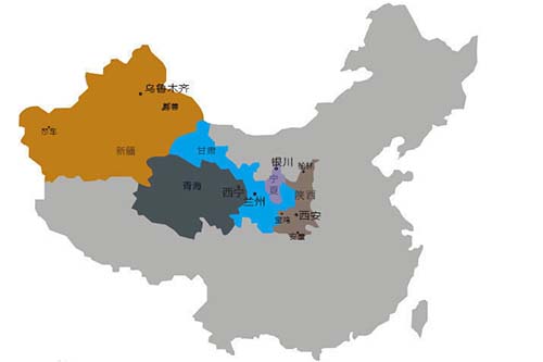 西北地区区位图(地图尺寸有限我国海南未标注)